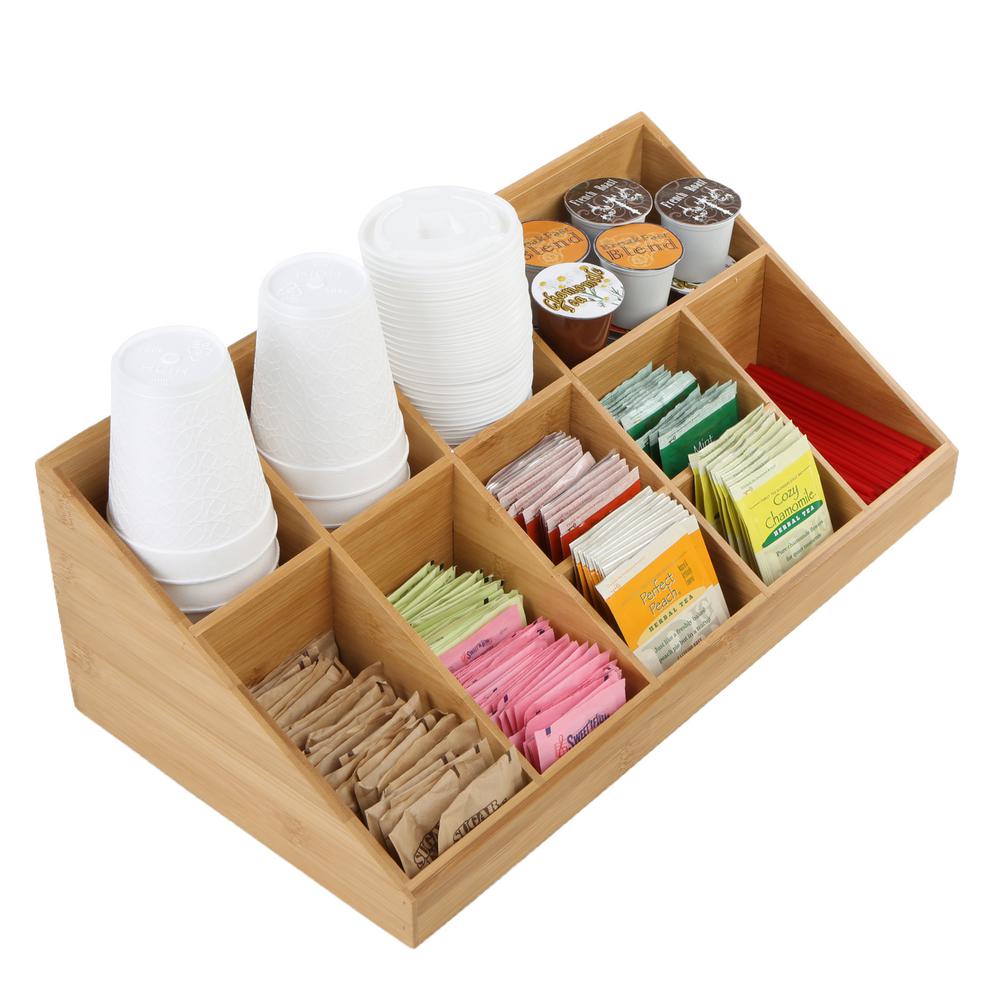 Mind Reader 11-Compartment Breakroom Coffee Condiment Organizer, Brown ...