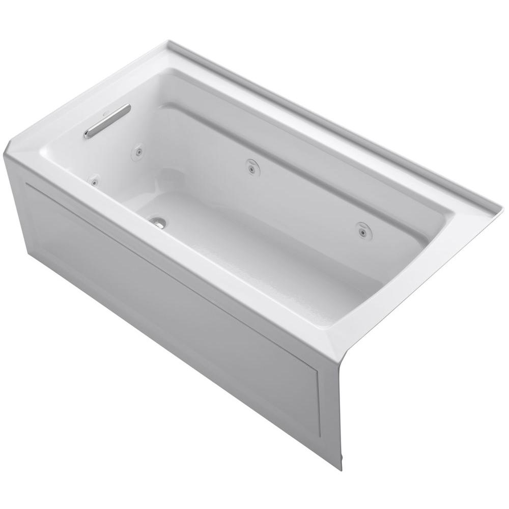 Kohler Archer 5 Ft Left Drain Rectangular Alcove Whirlpool Bathtub In White