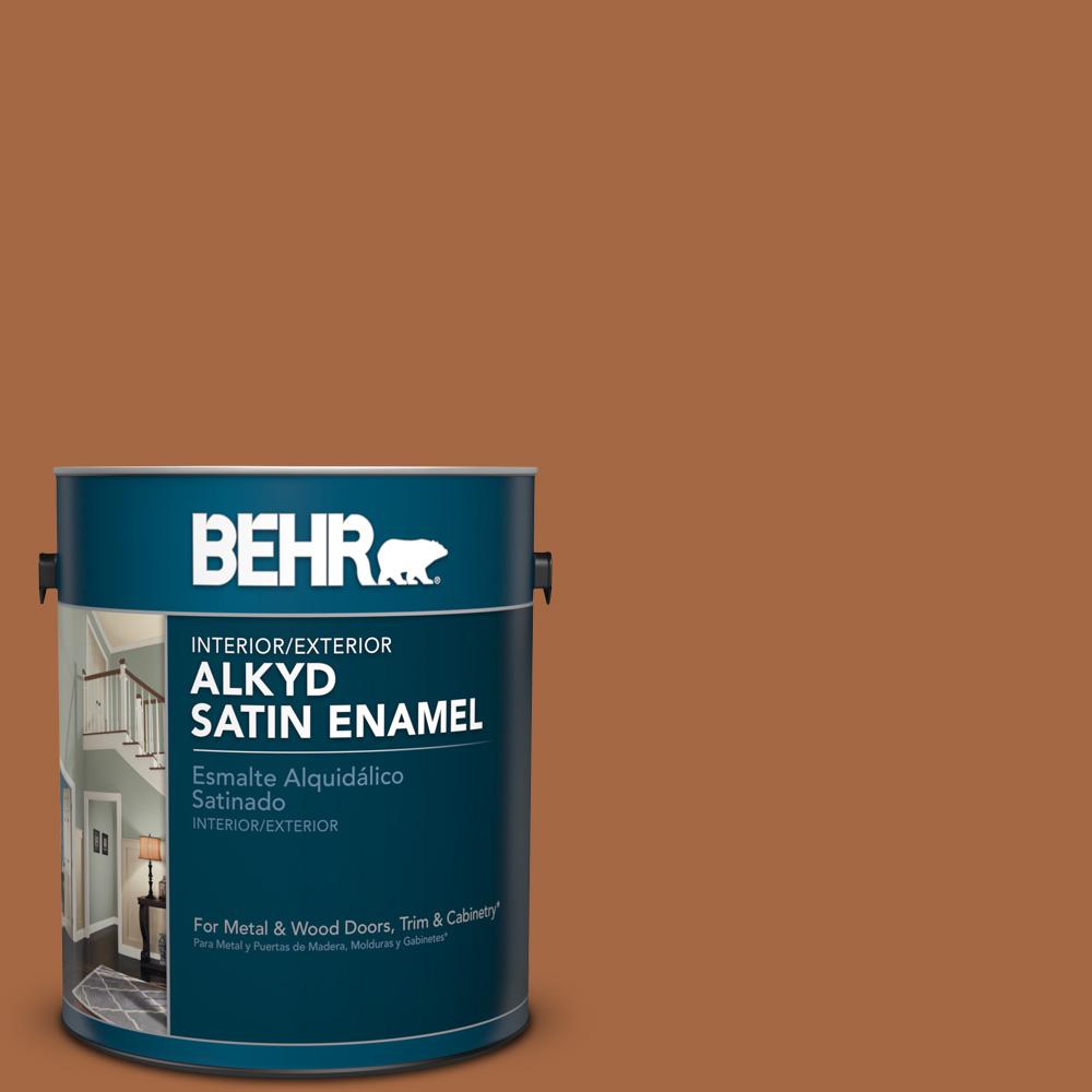 BEHR 1 gal. PPU316 Maple Glaze Satin Enamel Alkyd Interior/Exterior