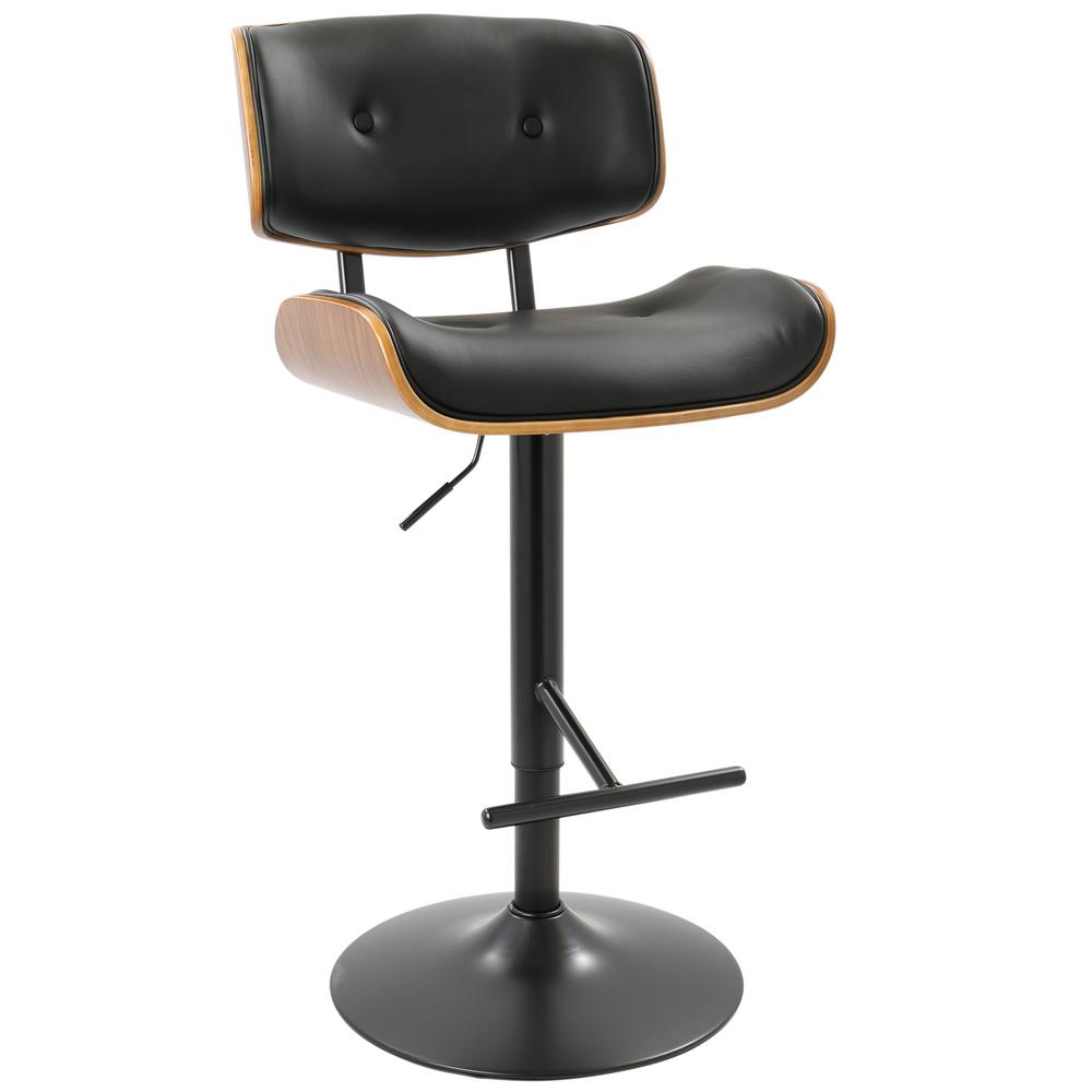 Lumisource Lombardi 34 In Walnut And Black Adjule Height Lombardi 34 In Walnut And Black Adjule Height Barstool By Lumisource