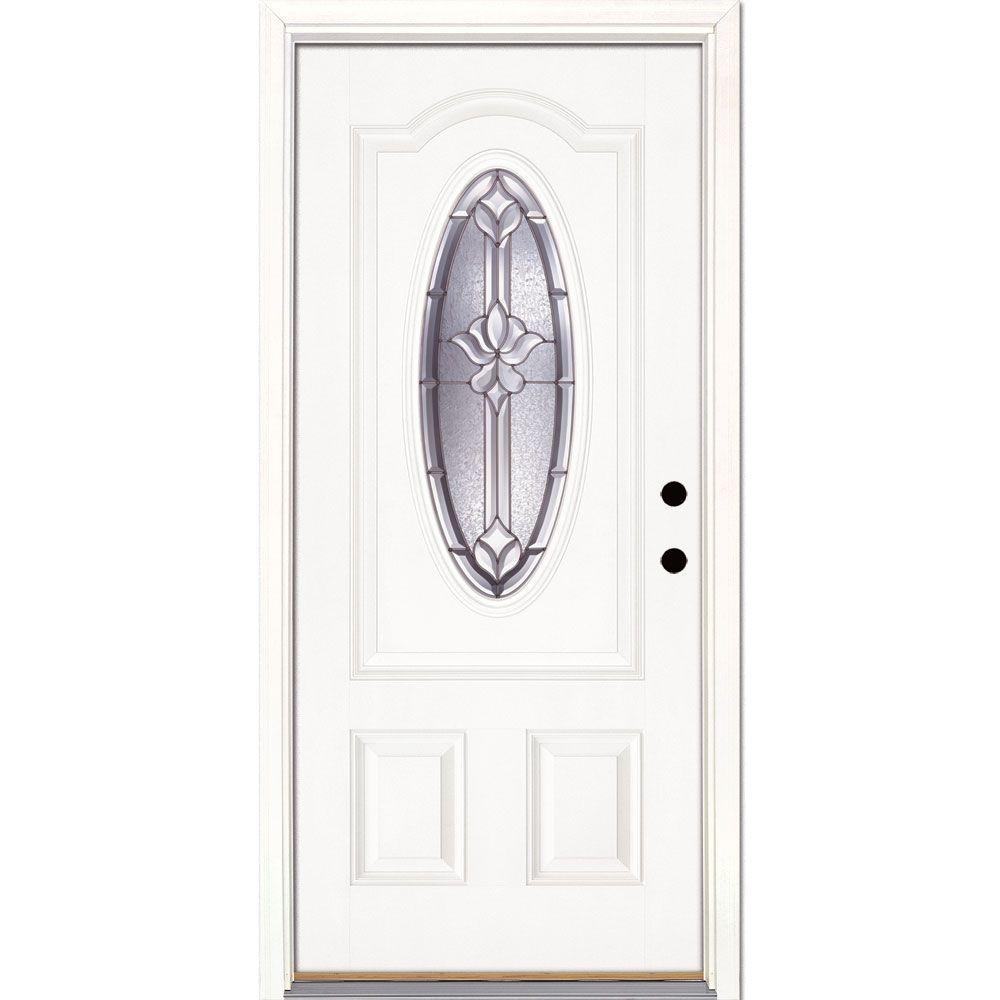 Feather River Doors 37 5 In X 81 625 In Medina Zinc 3 4 Oval