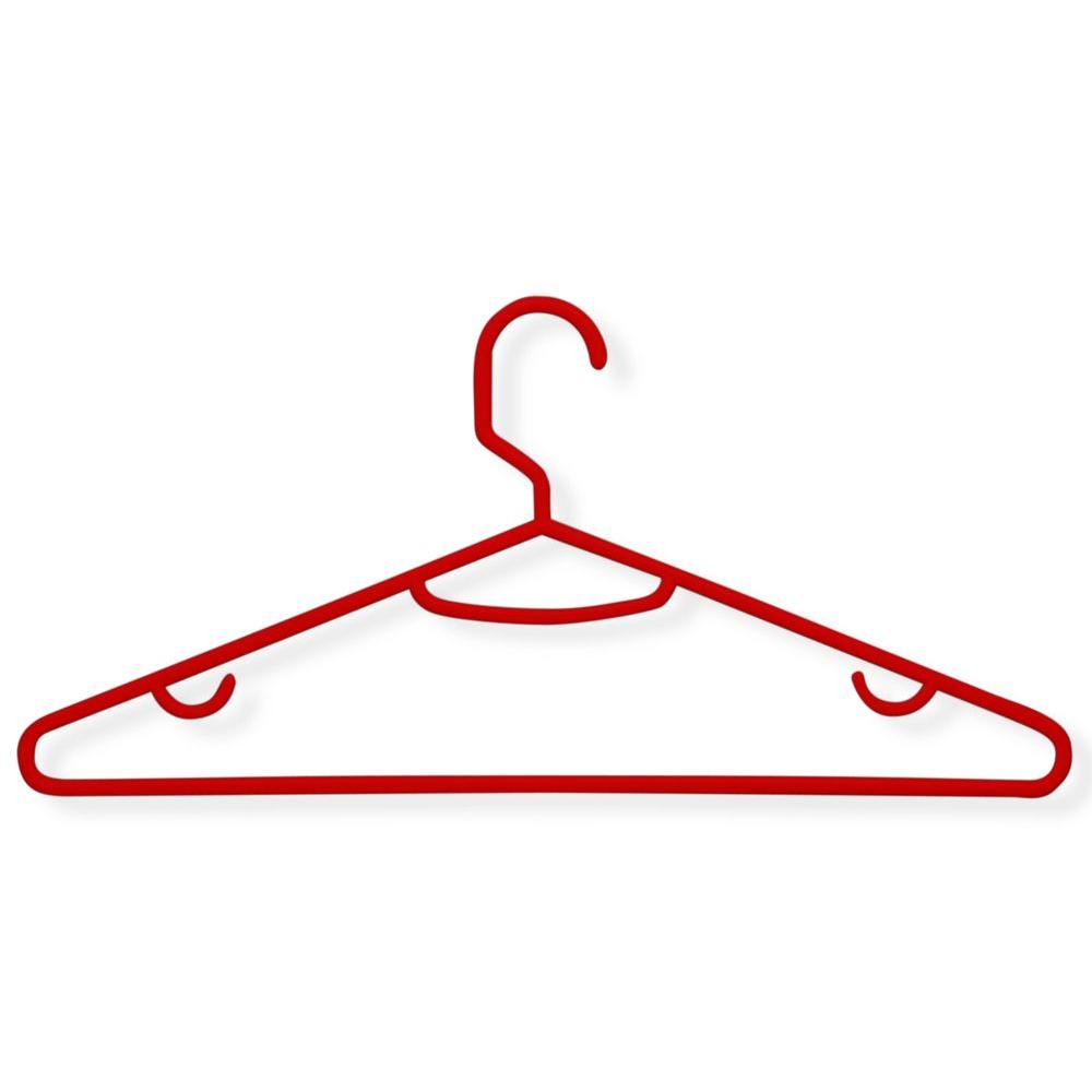 red plastic clothes hangers