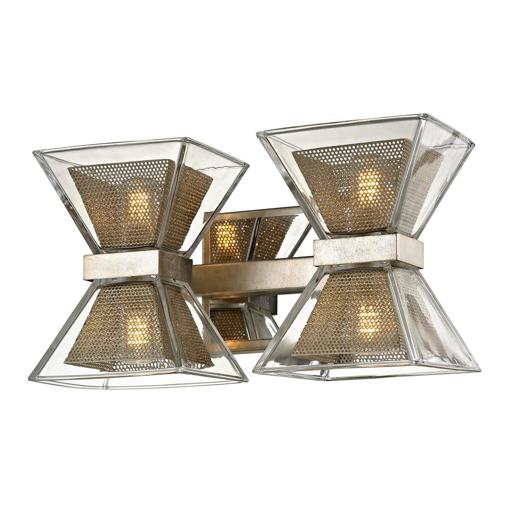 Troy Lighting Expression 4Light Silver Leaf 12.5 in. W LED Bath Light with Clear Glass Shade