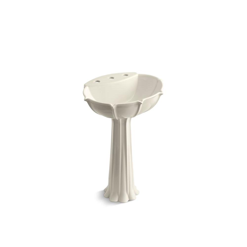 KOHLER Anatole Vitreous China Pedestal Combo Bathroom Sink in AlmondK