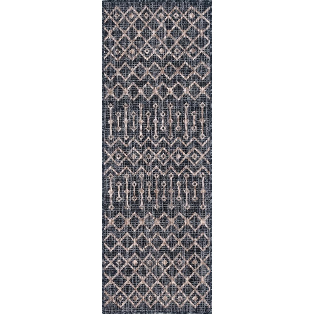 Unique Loom Charcoal/Gray Tribal Trellis Outdoor 2 ft. x 6 ft. Runner Rug3145072 The Home Depot