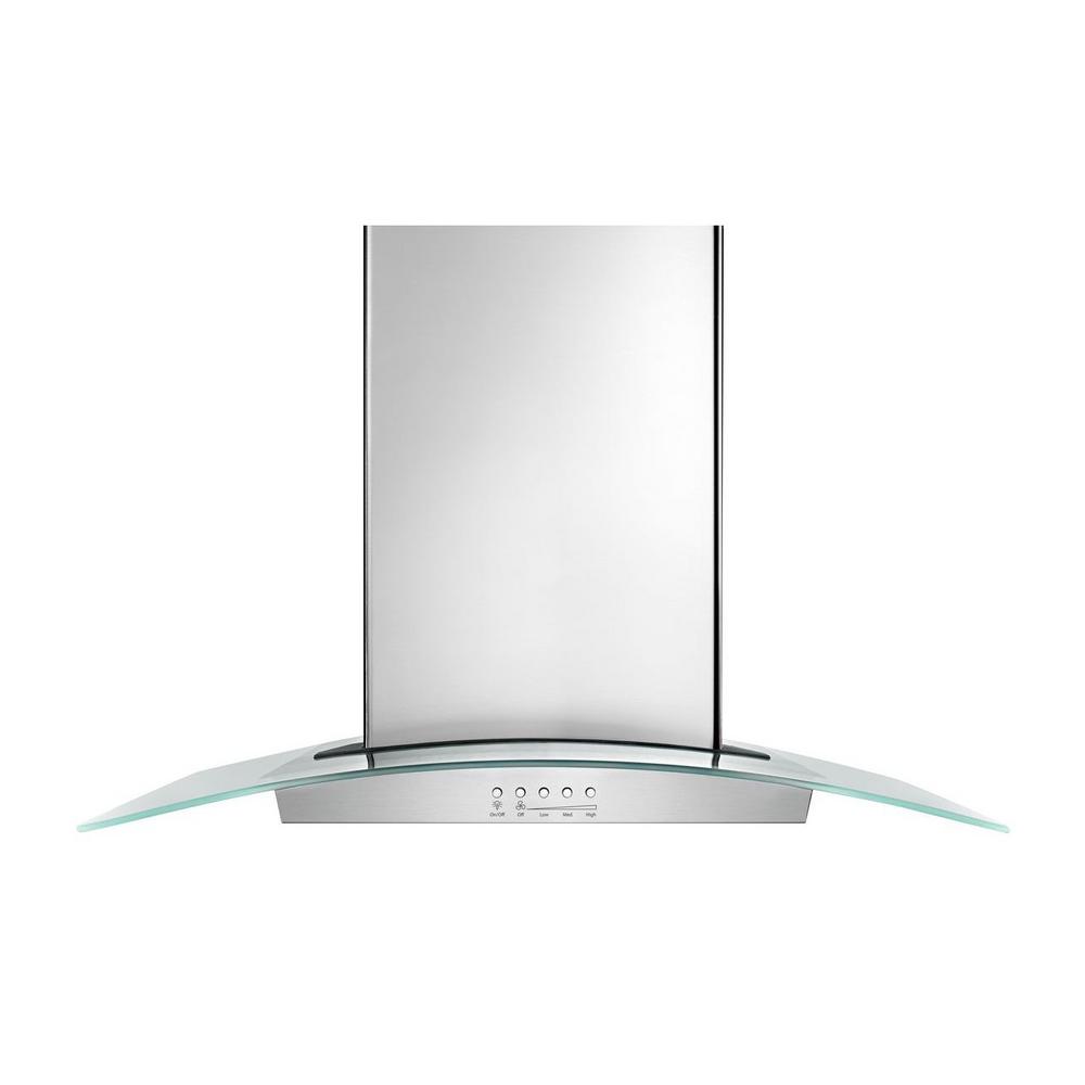 Whirlpool 30 in. Modern Glass Wall Mount Range Hood in Stainless Steel