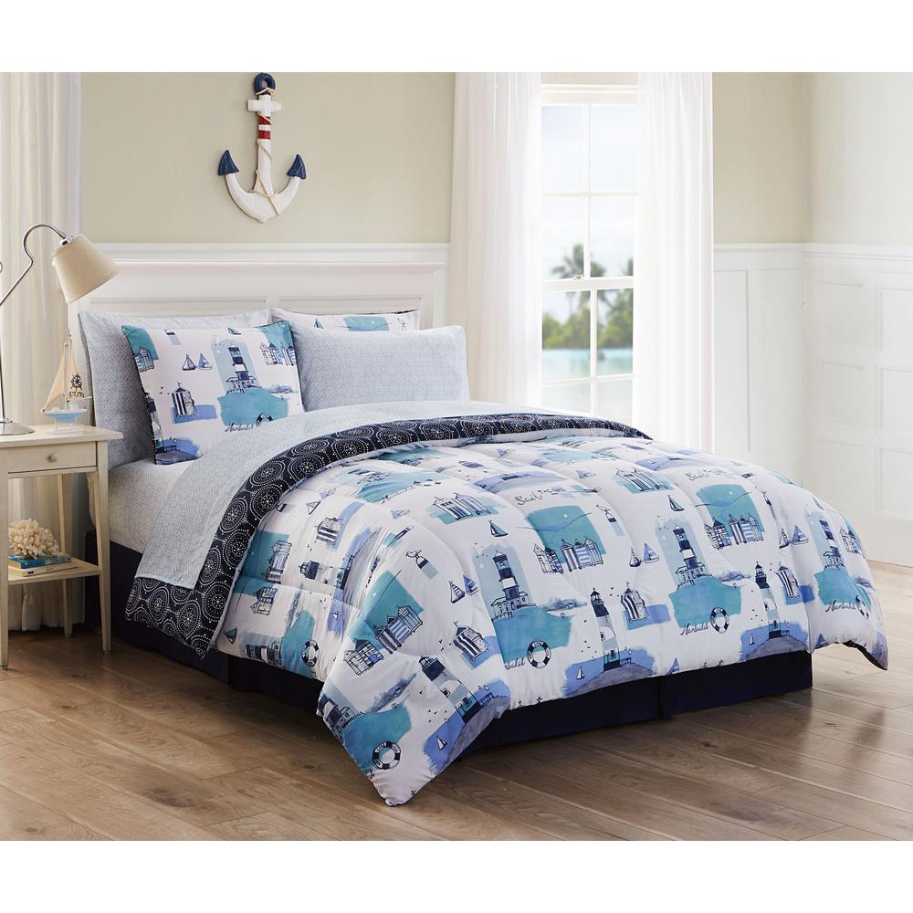 Stone Harbor 8pc Blue Queen Comforter Set With Sheets