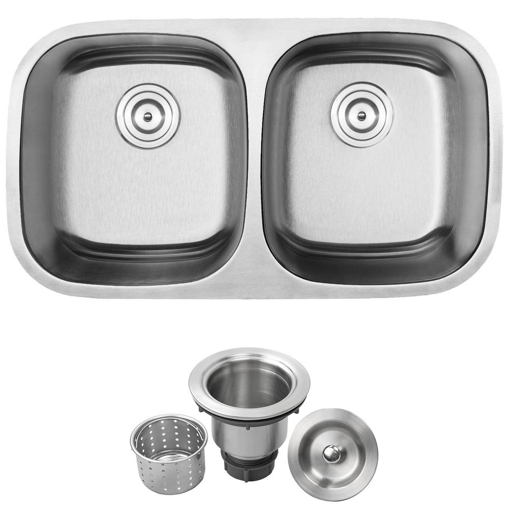 Ticor Foster Undermount 18 Gauge Stainless Steel 32 5 In Double Ticor Foster Undermount 18 Gauge Stainless Steel 32 5 In Double Bowl Kitchen Sink With