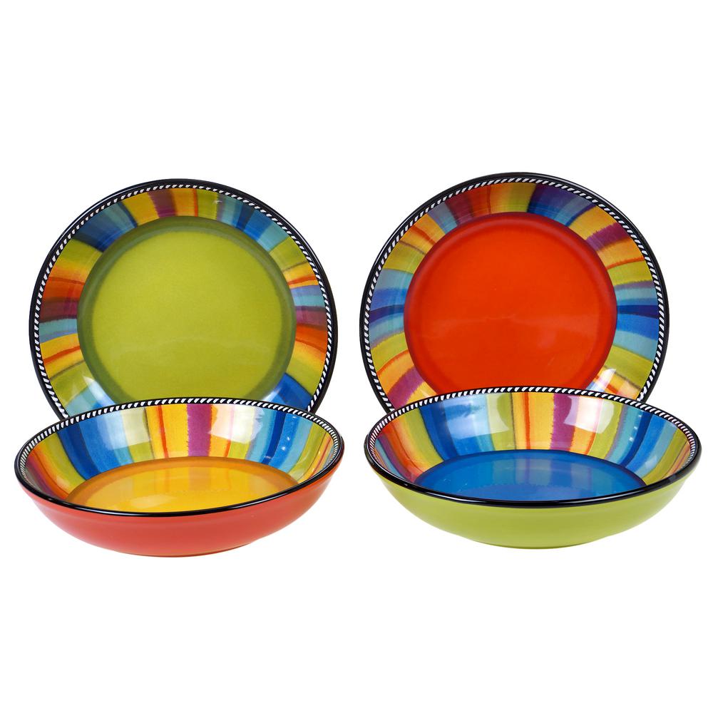 Certified International Sierra 4Piece MultiColored Earthenware Soup/Pasta Bowl 28044SET4 The