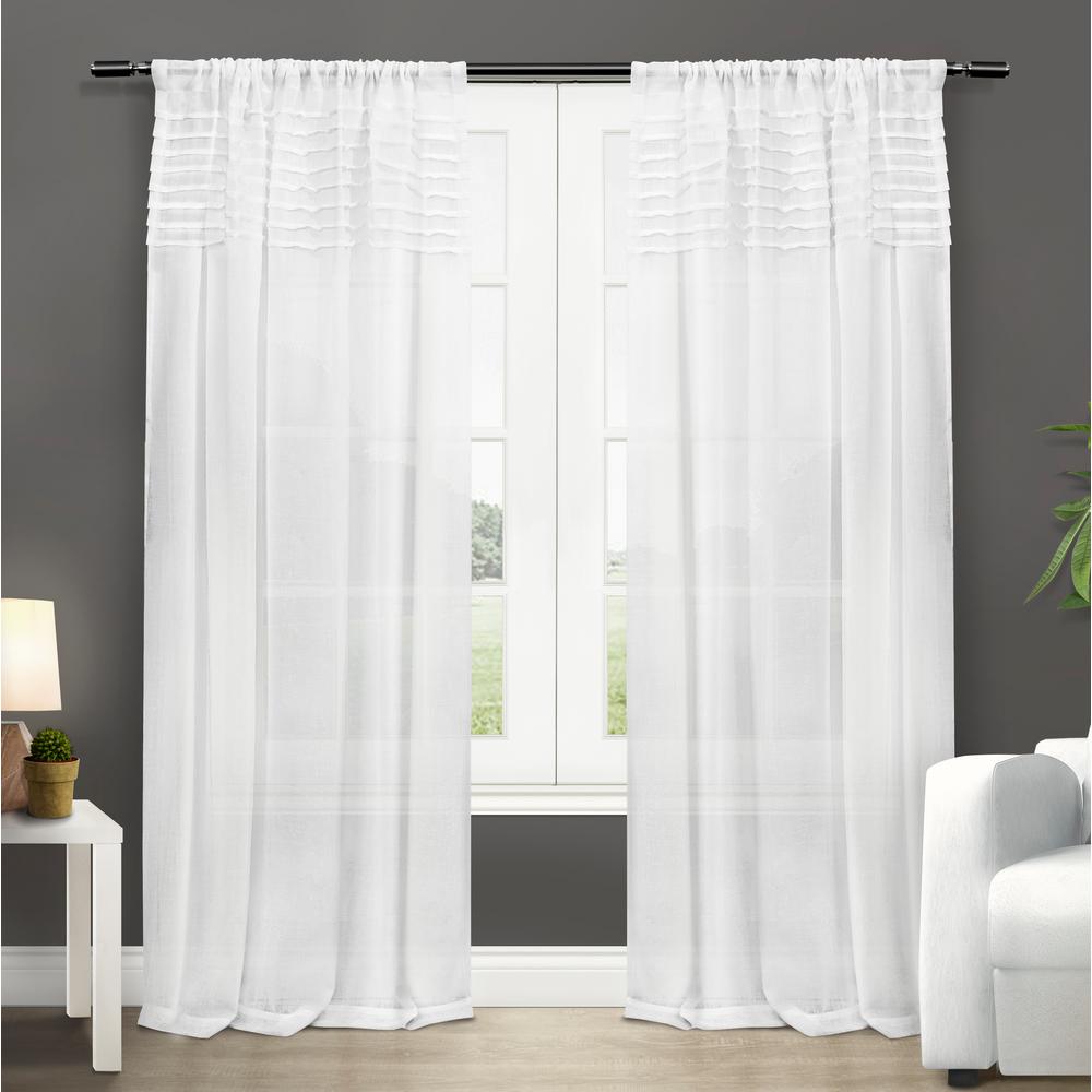 Barcelona 50 In W X 108 L Sheer Rod Pocket Top Curtain Panel Barcelona 50 In W X 108 L Sheer Rod Pocket Top Curtain Panel Winter White 2 Panels Eh8086 01 108r The Home Depot