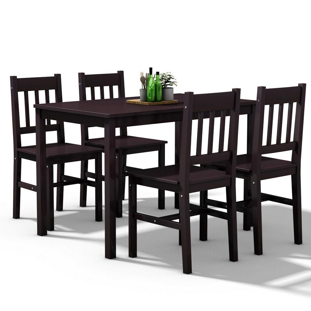 5 Piece Dining Set Wood Table 4 Chairs Home Kitchen Breakfast Furniture Espresso Jewishfilm Org
