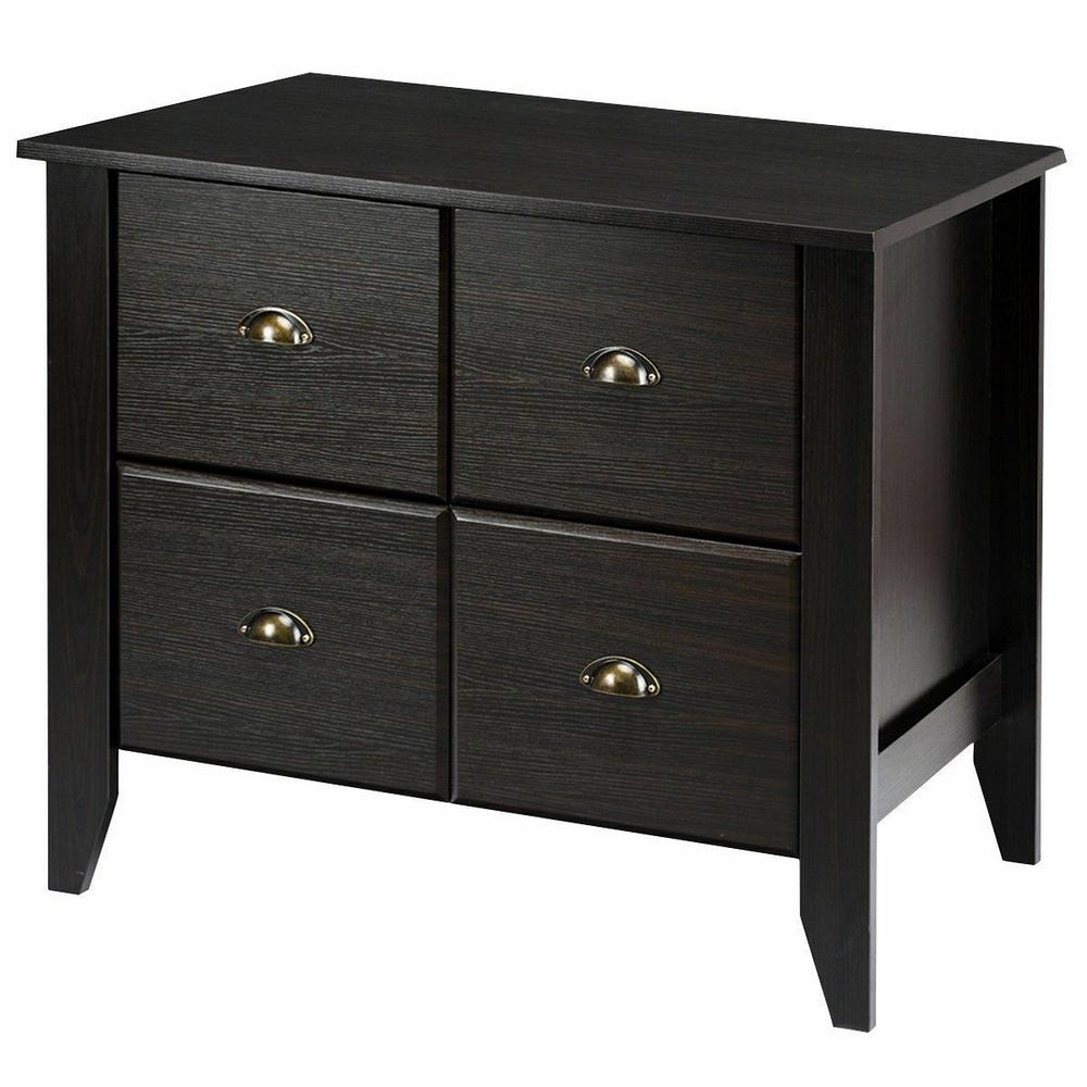 Costway Multi Function Lateral File Cabinet Tv Stand Storage Retro Furniture With 2 Drawers Hw60301 The Home Depot
