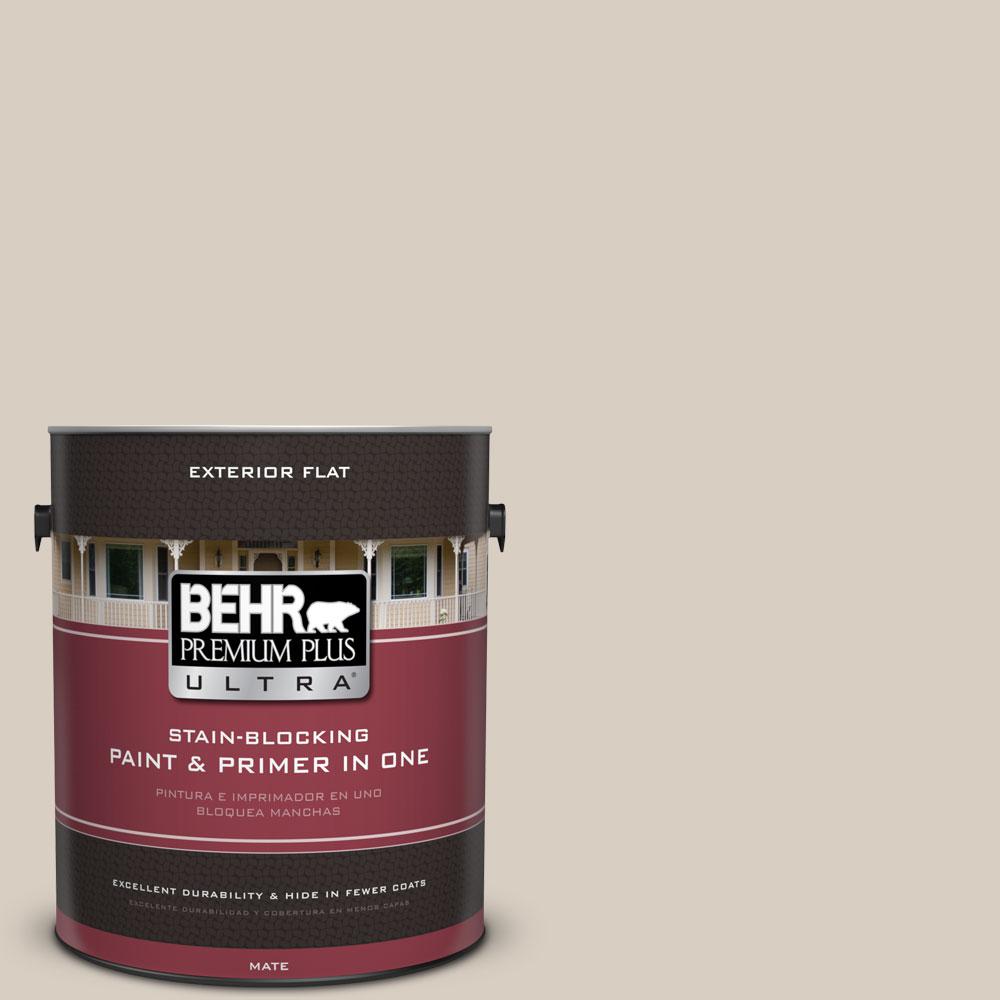 Behr Premium Plus Ultra Gal Ppu Aged Beige Flat Exterior Paint The Home Depot