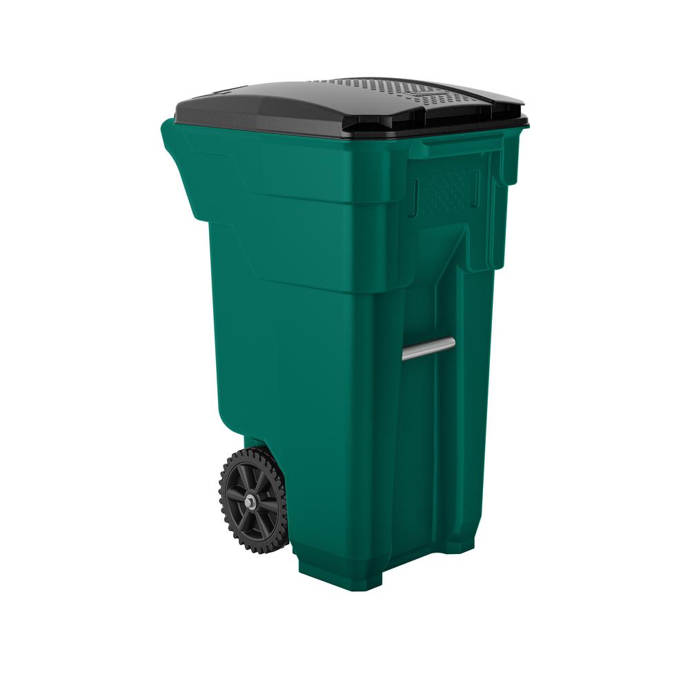 Toter 32 Gal. Green Trash Can with Wheels and Attached Lid-025532-01GRS ...