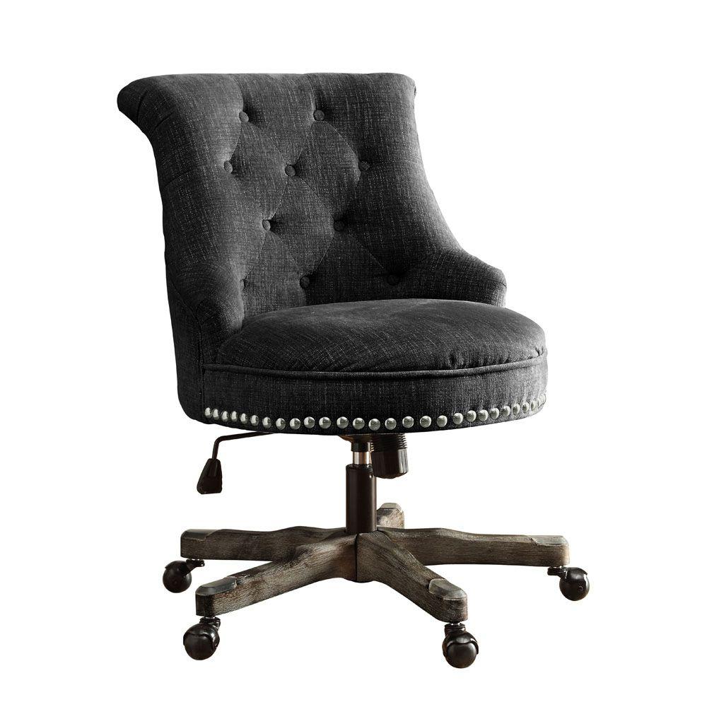 Linon Home Decor Sinclair Gray Polyester Office Chair