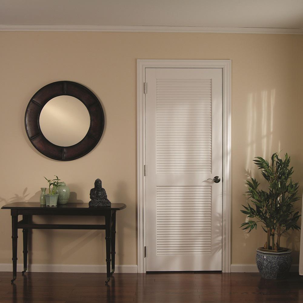 Mmi Door 34 In X 80 In Primed Composite Mdf Full Louver Over