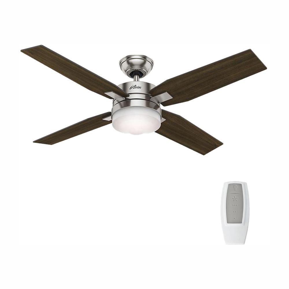 Hunter Mercado 50 In Led Indoor Brushed Nickel Ceiling Fan With Light And Universal Remote