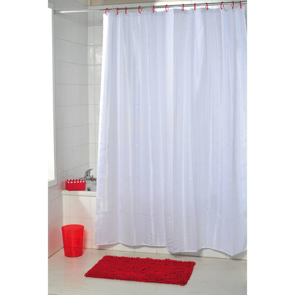 Stripes Vertical Polyester Fabric Shower Curtain White 1201100
