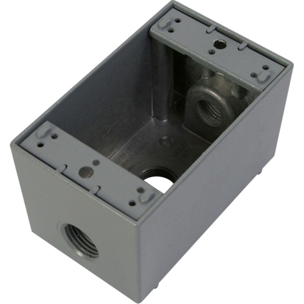 Greenfield 1 Gang Weatherproof Deep Electric Outlet Box with Three 1/2 ...