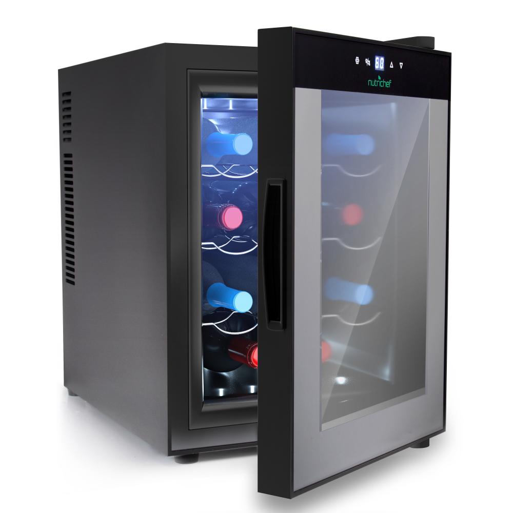 NutriChef PKTEWC122 - Electric Wine Cooler - Wine Chilling Refrigerator Cellar with Digital Touchscreen Control (12-Bottle)