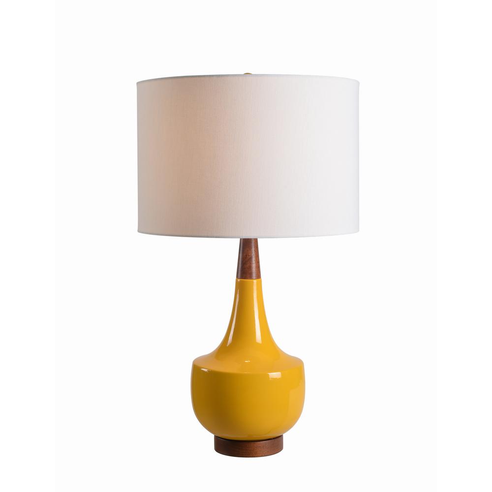 Kenroy Home Tessa 26 in. Yellow Table Lamp with Wood Accents-33181YLW