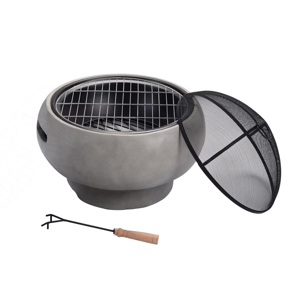 Peaktop Outdoor 21 in. x 11.8 in. Round Concrete Wood Burning Fire Pit