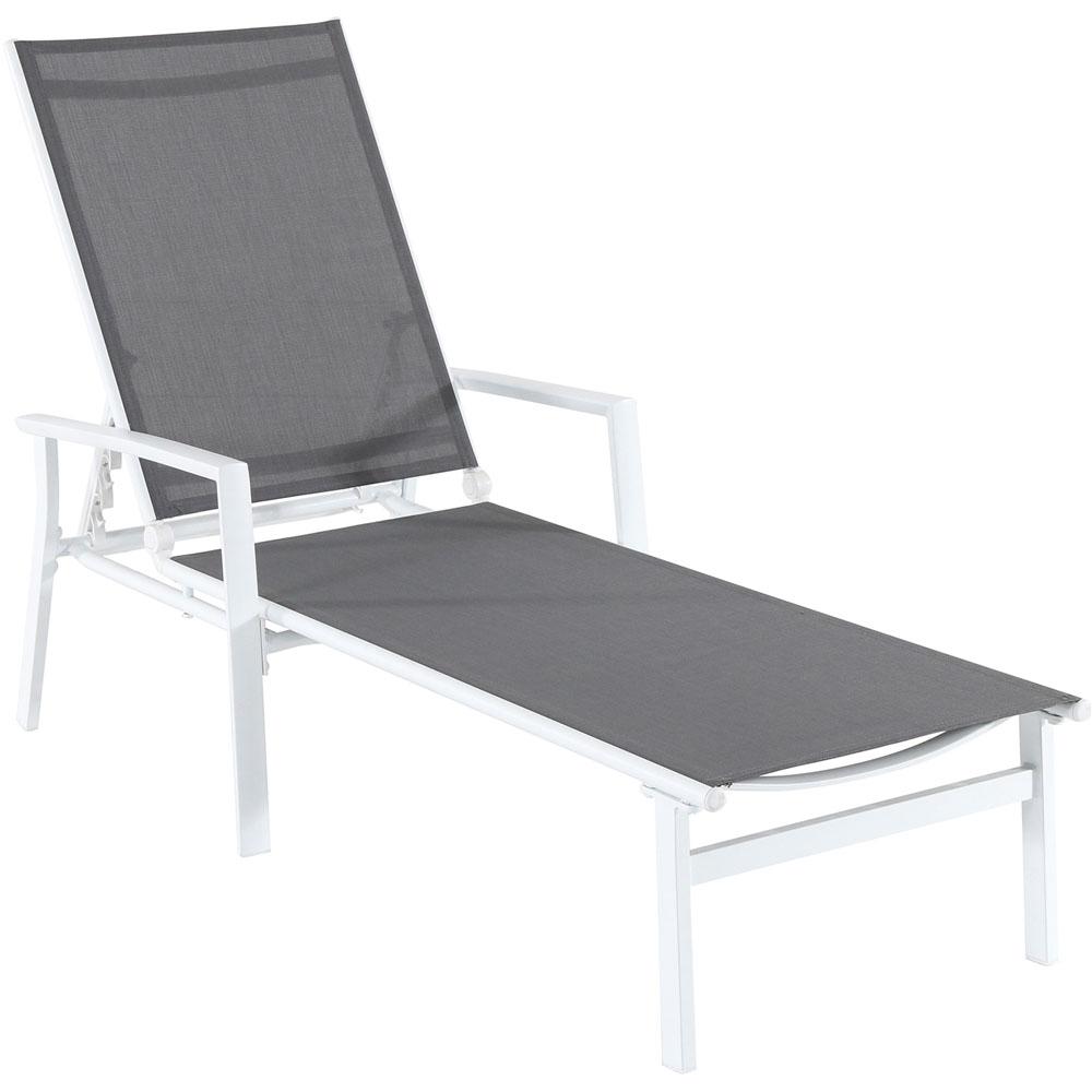 Hanover Patio Chairs Furniture The Home Depot Naples White Frame Adjule Sling Outdoor Chaise Lounge In Gray