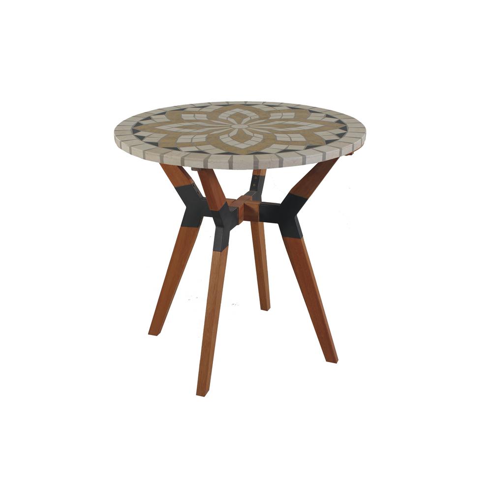 Outdoor Interiors Round 30 In Spanish Marble Eucalyptuetal Bistro Table