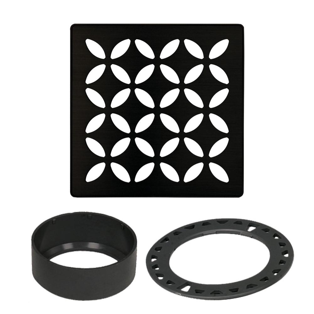 KerdiDrain 4 in. Matte Black Floral Drain GrateKDIF4GRKMGSD5 The
