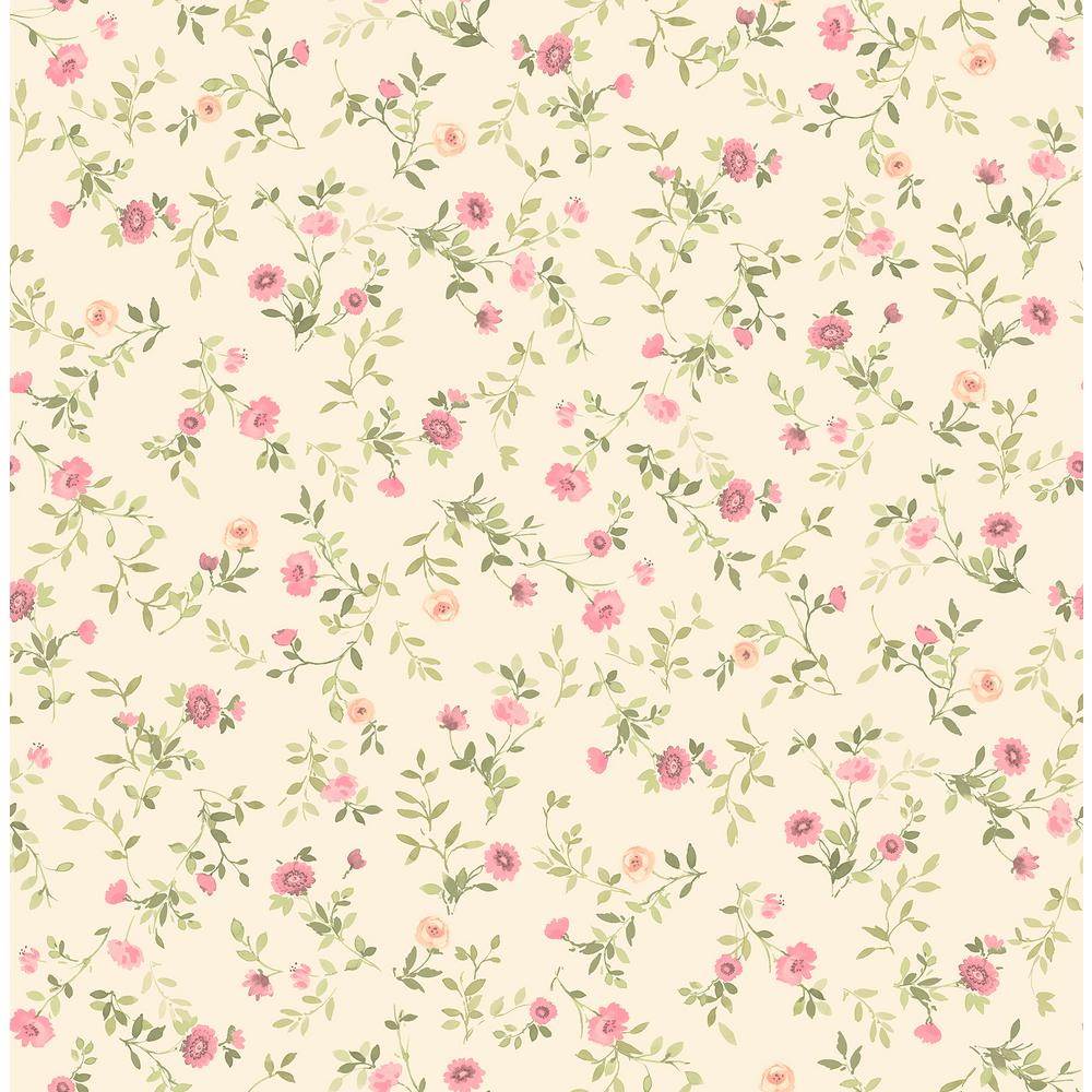 Advantage Catlett Pink Floral Toss Wallpaper Sample 2814-24966SAM - The ...