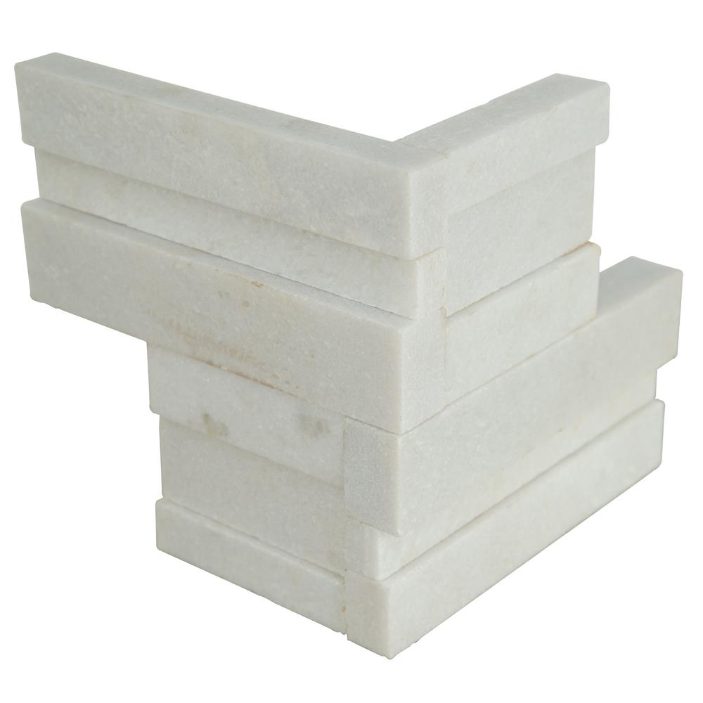 MSI Arctic White 3D Ledger Corner 6 in. x 6 in. x 6 in. Honed Marble