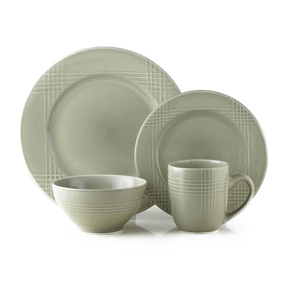 UPC 086269043712 product image for Thomson Pottery 16-Piece Casual Gray Ceramic Dinnerware Set (Service for 4) | upcitemdb.com