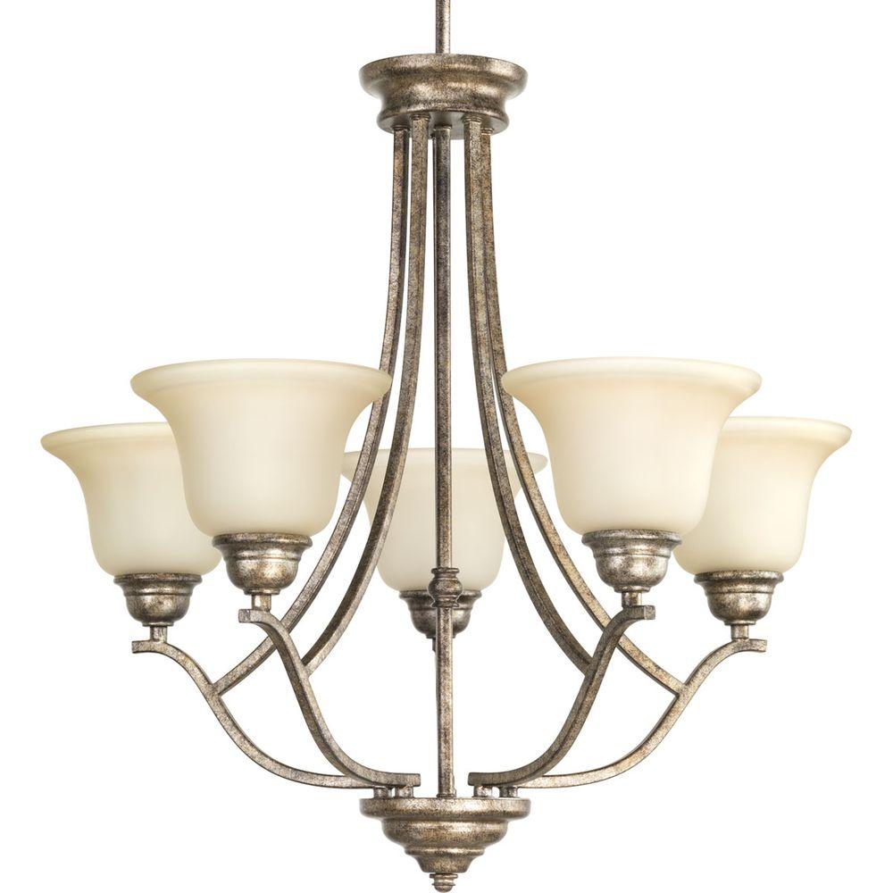 Progress Lighting Spirit Collection 5 Light Pebbles Chandelier With Spirit Collection 5 Light Pebbles Chandelier With Etched Umber Gl