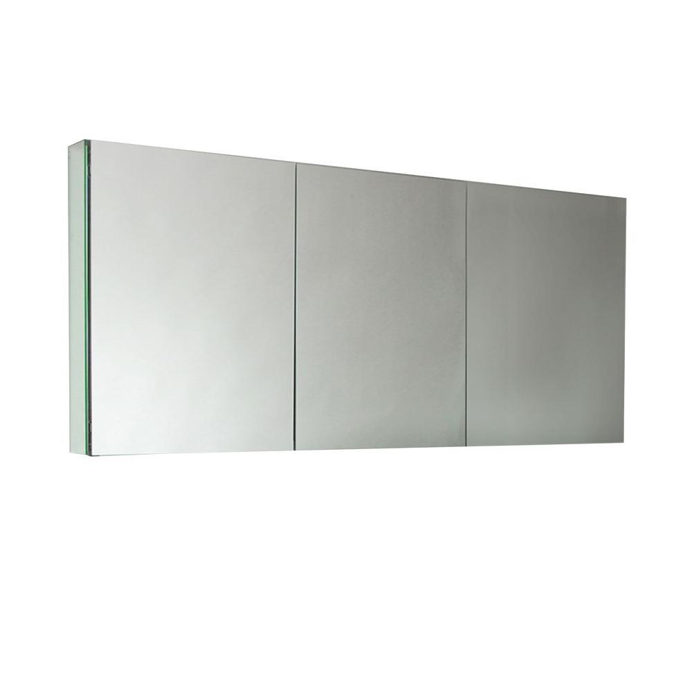 Fresca 59 In W X 26 In H X 5 In D Frameless Glass Recessed Or Surface Mount 4 Shelf Bathroom Medicine Cabinet Fmc8019 The Home Depot