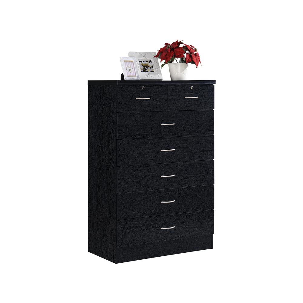 Hodedah 7 Drawer Black Chest Hi70dr Black The Home Depot