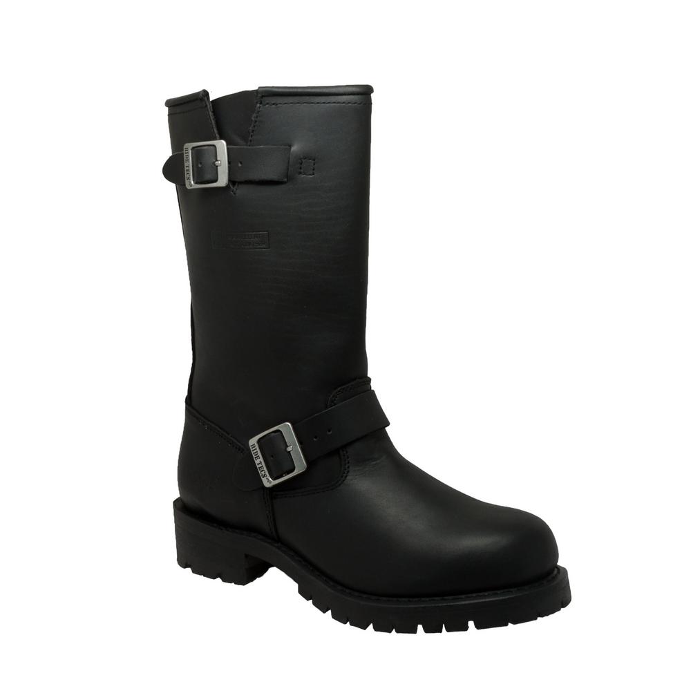 RideTecs Men's Medium 8.5 Black Full-Grain Oiled Leather Engineer Boot ...
