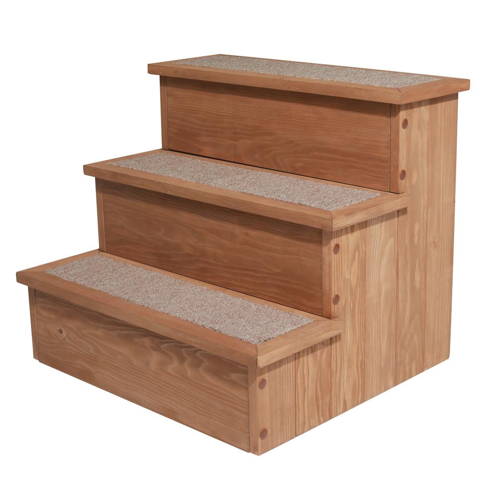 zoovilla Canadian Hemlock Wooden Pet Stairs with Storage 