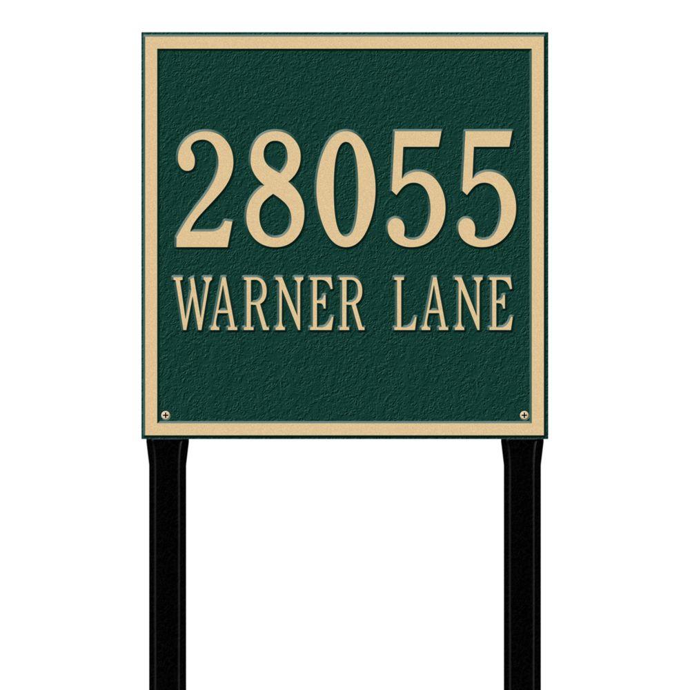 Whitehall Products Square Estate Lawn 2Line Address Plaque Green