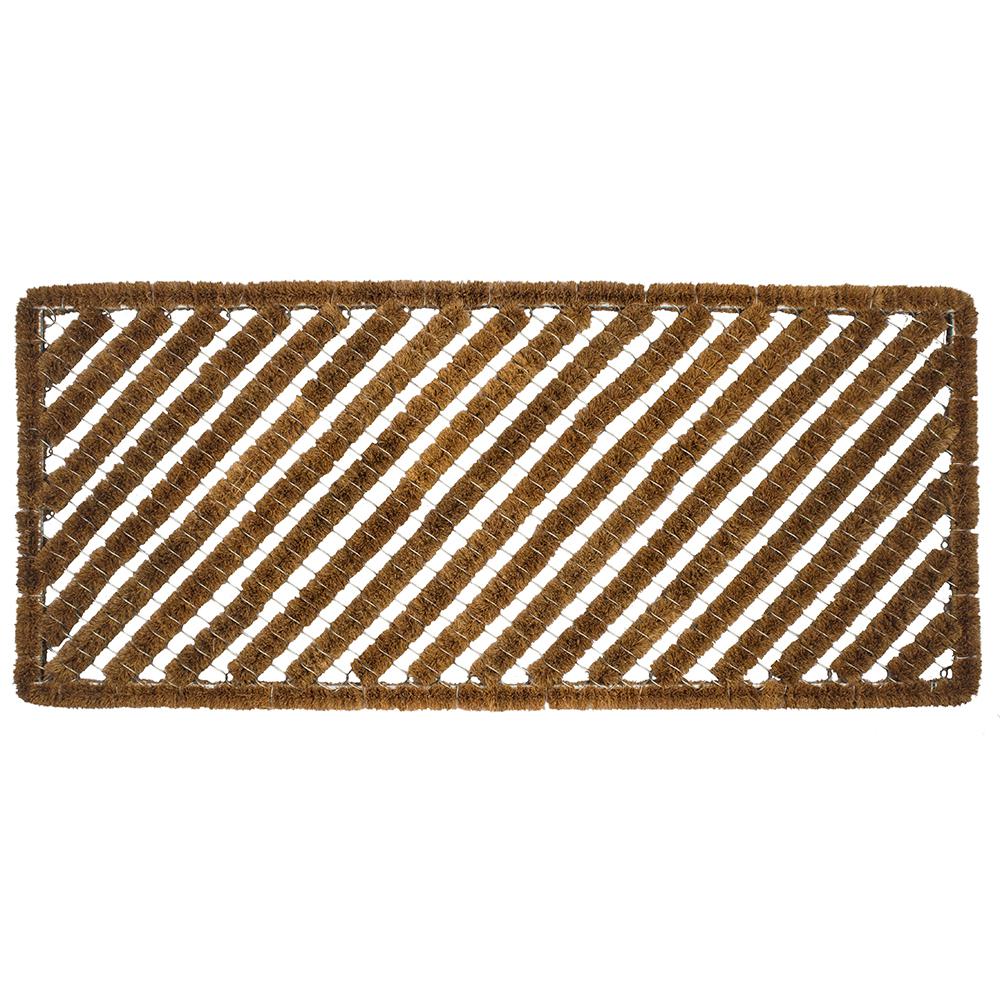 Entryways Rectangle Stripes 18 inch x 42 inch Wire Brush Coir Door Mat by Entryways