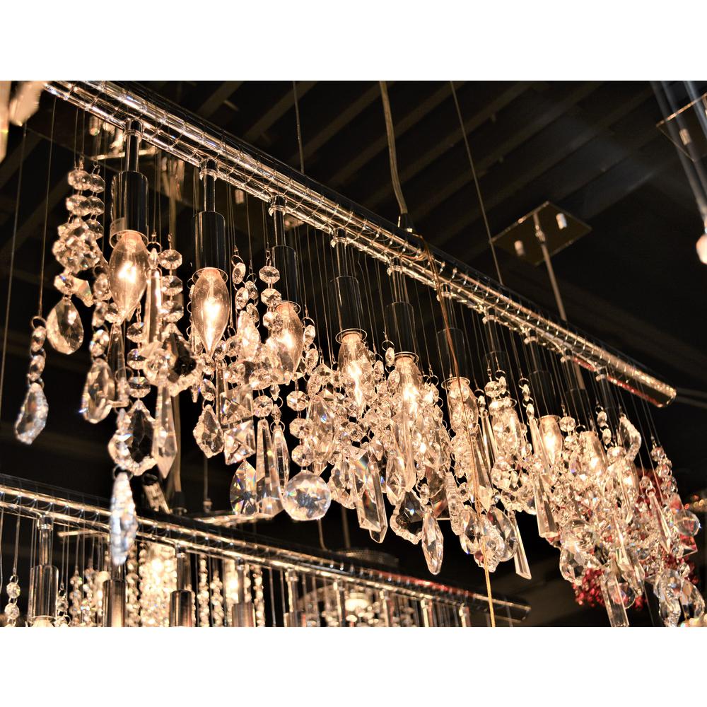 Worldwide Lighting Nadia Collection 10 Light Polished Chrome Pendant With Clear Crystal Linear W83110c36 The Home Depot Worldwide Lighting Nadia Collection 10
