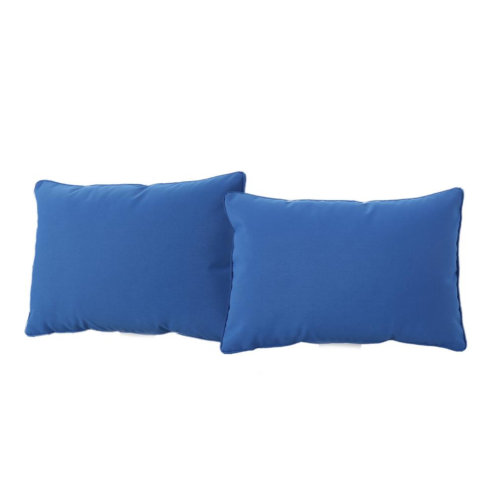 Noble House Coronado Blue Rectangular Outdoor Throw Pillow 2 Pack