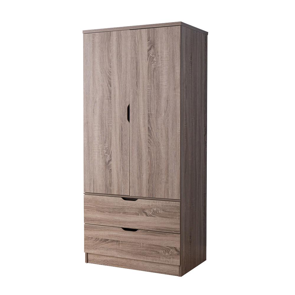 Benzara Gorgeous Brown 2 Door Wardrobe With Drawers Bm141821