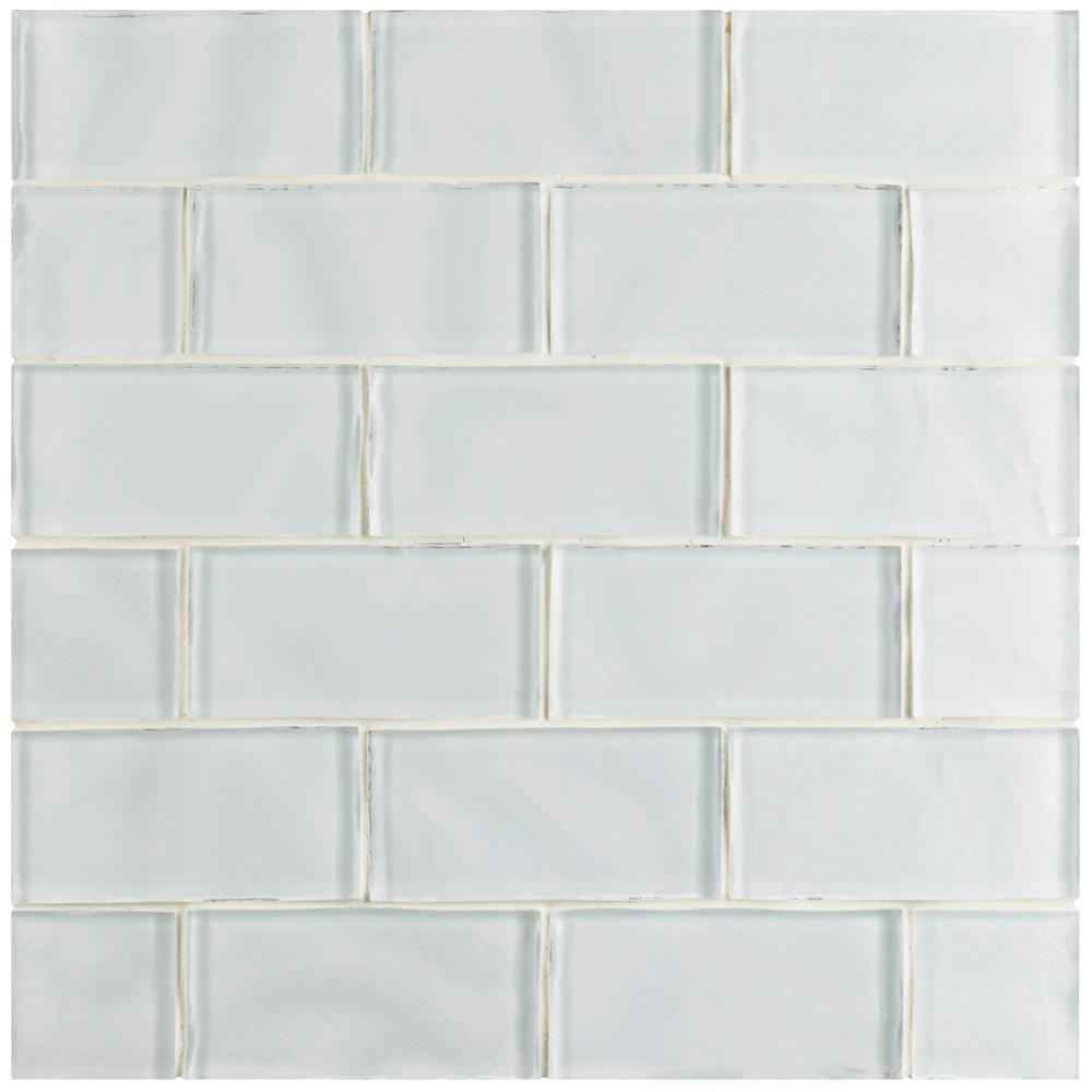 Merola Tile Take Home Tile Sample Tessera Ripple Super White 6 In X 6 Glass S1gittrpsw The Home Depot