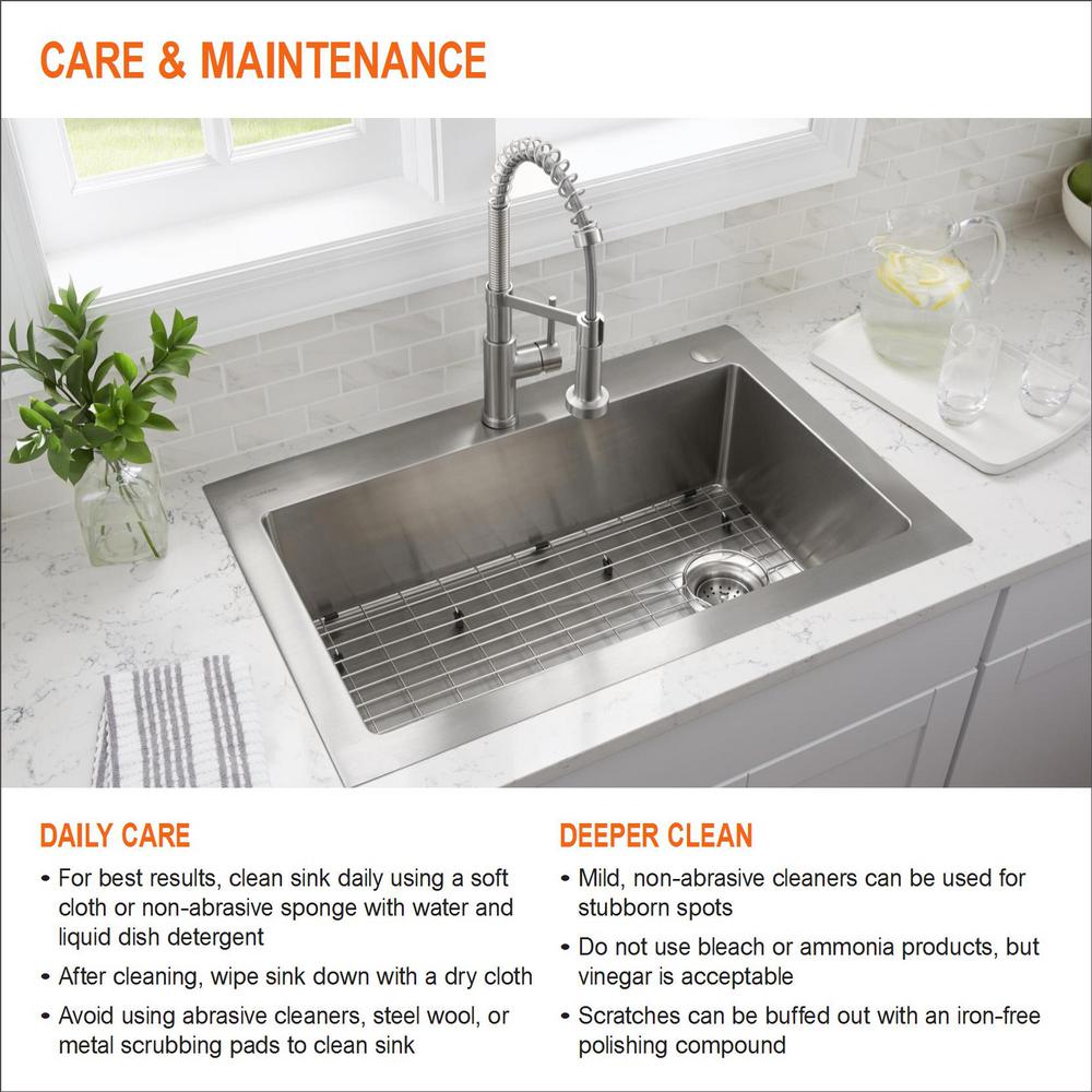 Glacier Bay All In One Undermount 18 Gauge Stainless Steel 23 In 0 Hole Single Bowl Kitchen Sink With Pull Out Kitchen Faucet Vur2318b1p36bn The Home Depot