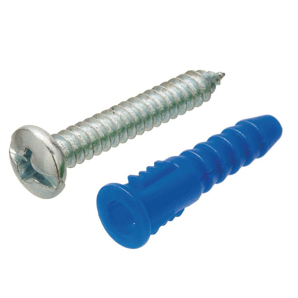 Crown Bolt 10 12 X 1 4 In Blue Plastic Ribbed Anchor Blue Plastic Ribbed Anchor With S 7 Pack 00498 The Home Depot