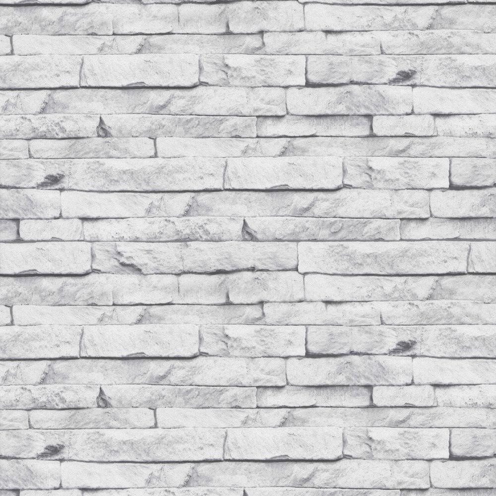 White Brick Textured Wallpaper Home Decor The Depot Strata Odysee White Removable Wallpaper