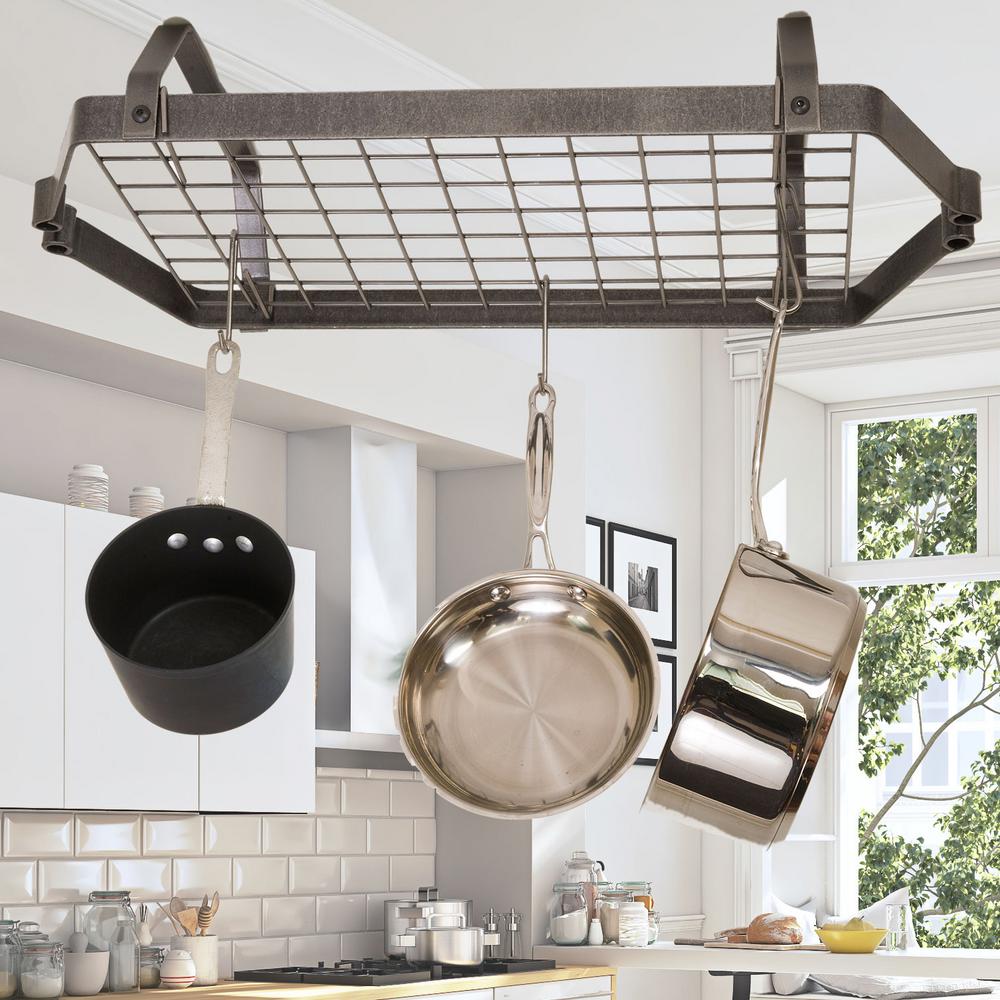 Enclume Handcrafted Classic Oval Ceiling Pot Rack With 12 Hooks
