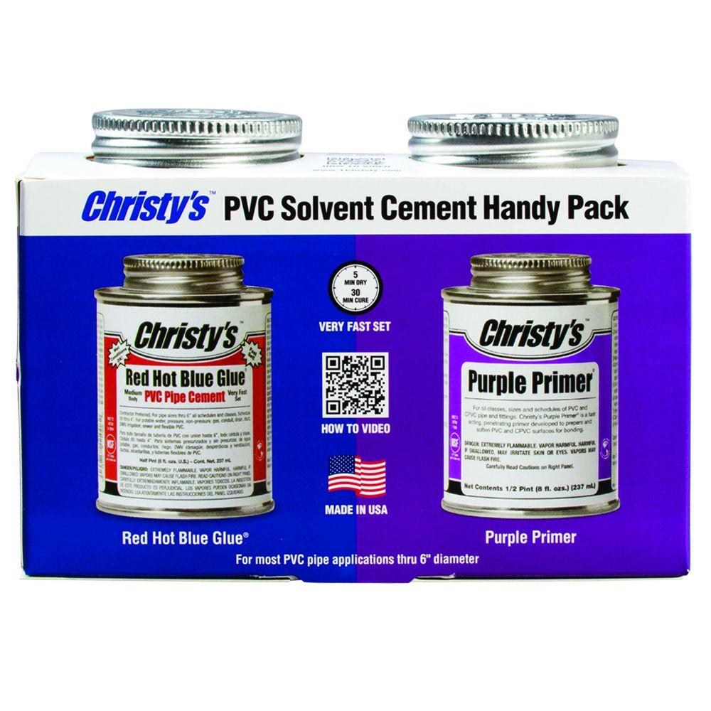 Christy S 8 Oz Pvc Red Hot Blue Glue And Purple Primer Handy Pack Rh Rhbv H...