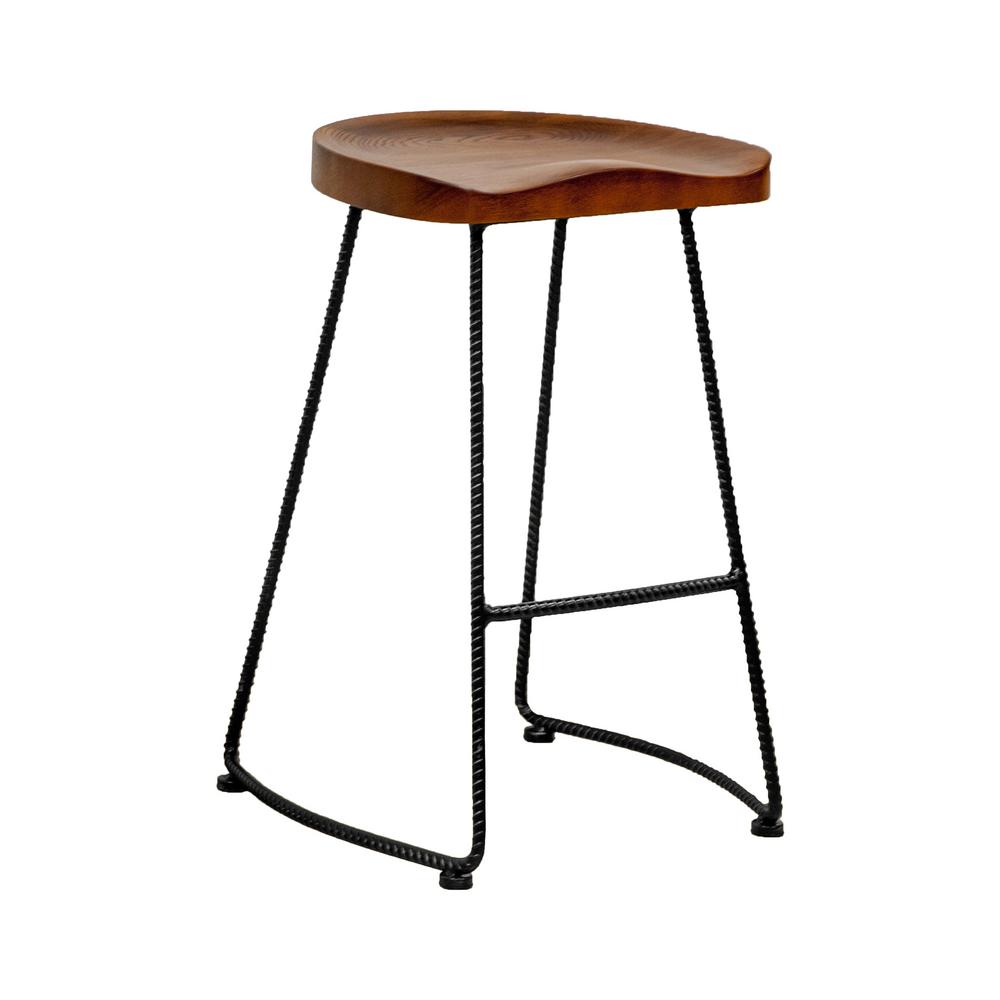Mod Made Potter Wood Counter Stool With Rustic Metal Legs 26 In Mod Made Potter Wood Counter Stool With Rustic Metal Legs 26 In Walnut Bar