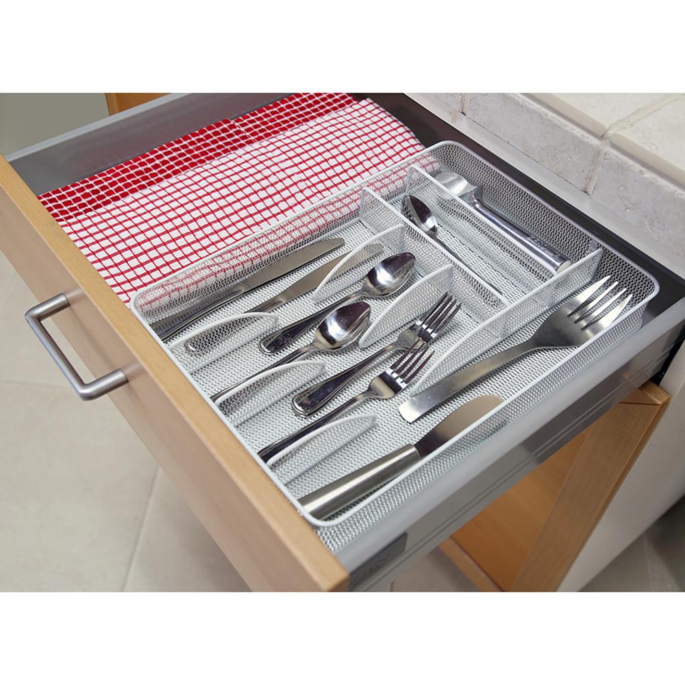 Large Metal Mesh Cutlery Tray Black Open Drawer Organizer Insert 5
